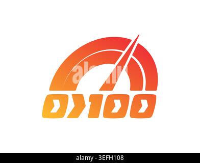 half speedometer and 0-100 concept. 0-100 logos. 0-100 logos for sports, business Stock Vector