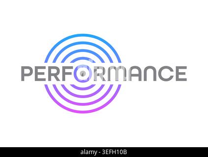 gradient rings and performance concept. performance word on white background. Stock Vector