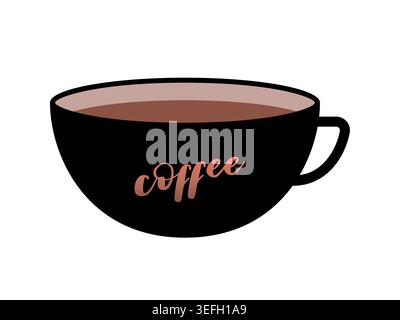 gray coffee cup and word coffee on white background. Stock Vector