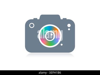 gray camera on white background. vector camera symbol. Stock Vector