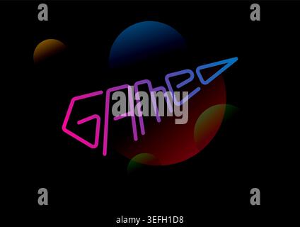 globes and game logo. different form game logo on black background Stock Vector