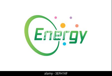 green gradient energy logo. energy word and colored dots. Stock Vector