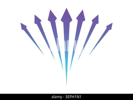 gradient seven arrow sign. growing arrow signs. perspective arrow signs. Stock Vector