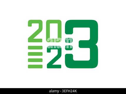 green 2023 logo. 2023 concept. technological 2023 concept. Stock Vector