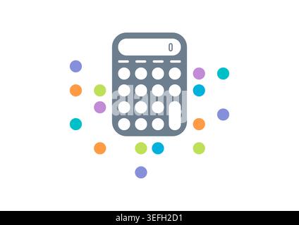 gray calculator and colored dots. vector calculator. Stock Vector