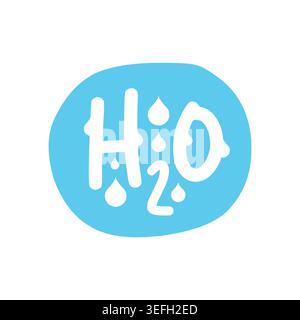 H2O, hydrogen and oxygen atoms. H2O formula logo. chemical water formula. Stock Vector