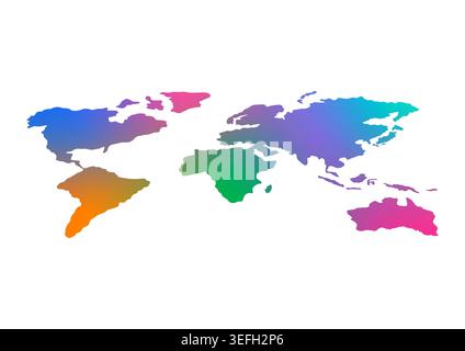 gradient world map. europe, africa, australia, asia, america continents on white background. Stock Vector