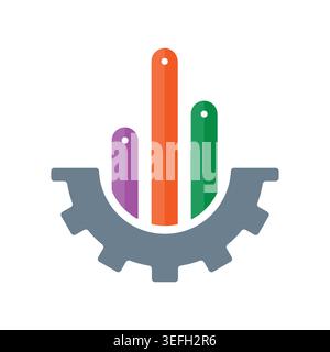 half wheel and bar graph concept. vector wheel and colorful column graph Stock Vector