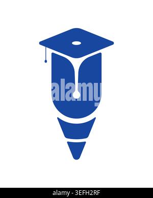 graduation cap and heart concept. education, academy, university logo design. Stock Vector