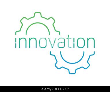 half wheel and innovation concept. green-blue innovation logo Stock Vector