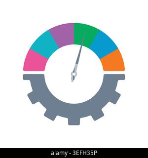 half wheel and pie chart concept. vector half wheel and pie chart and indicator Stock Vector