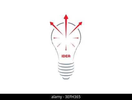 gray light bulb and red arrow signs. innovation concept. growth, idea, thinking concept. Stock Vector