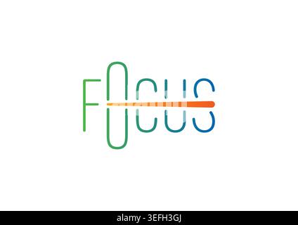 green-blue focus logo on white background. focus word concept Stock Vector