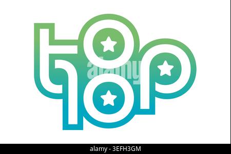 green-turquoise top 10 logo. star top 10 concept Stock Vector