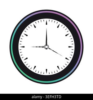 green-lilac wall clock concept. round elegant simple analog clock symbol Stock Vector
