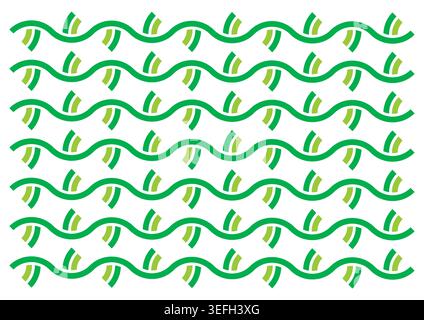green wavy pattern design. geometric pattern design for textile, fabric Stock Vector