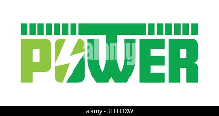 green power logo. power logo on white background. lightning symbol and power concept Stock Vector