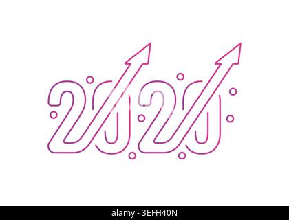 growing arrow sign and 2020 logo. purple 2020 logo. up arrow signs and number 2020 Stock Vector
