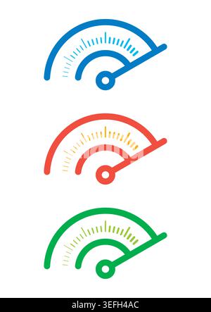 half blue speedometer. set of colorful indicators on white background Stock Vector