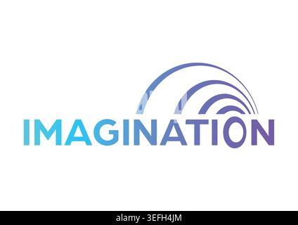 half rings and the word imagination. gradient imagination concept Stock Vector