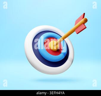 3D target with arrow hitting center. Stock Vector