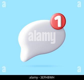 3D white speech bubble with red notification badge Stock Vector