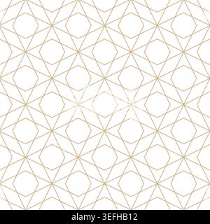 Luxury geometric ornamental gold pattern. Elegant rich background. Symmetric outline grid texture. Endless unusual print Stock Vector