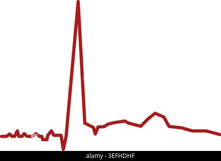 Red heartbeat diagram. Part of ECG chart isolated on white background. Cardiac rhythm line. Cardio test sign. Heart health concept. Pulse symbol Stock Vector