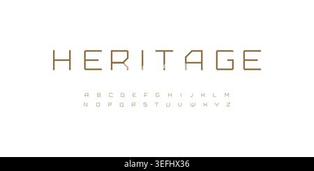 Minimal elegant font lowercase futuristic geometric alphabet. Rounded angles letter set bauhaus fashion style type. Golden minimalist clean simple Stock Vector