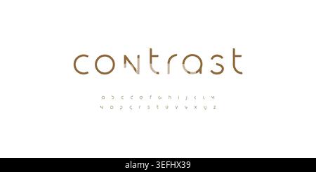 Minimal elegant font lowercase futuristic alphabet. Rounded angles letter set bauhaus fashion style type. Golden minimalist clean simple digital Stock Vector