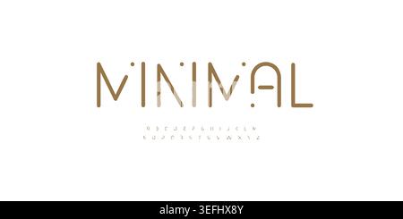 Minimal elegant font lowercase futuristic alphabet. Rounded angles letter set bauhaus fashion style type. Golden minimalist clean simple digital Stock Vector