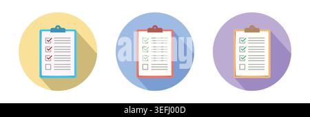 Collection of checklist icon with check marks in different styles. Clipboard or checkboard symbol concept of audit, Planning, approval, report and doc Stock Vector