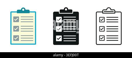 Collection of checklist icon with check marks in different styles. Clipboard or checkboard symbol concept of audit, Planning, approval, report and doc Stock Vector