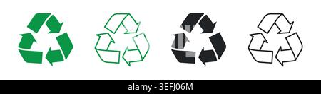 Collection of Recycling Icon. Eco Friendly Green and Black Recycle symbol set vector illustration Stock Vector