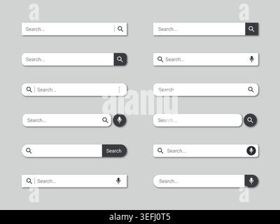 Search bar for ui navigation buttons for app and web. Search browser bar, magnifier button. Vector illustration Stock Vector