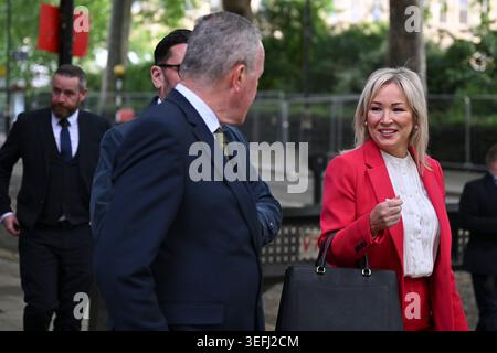 Millbank, London, UK. 14th May 2026. Michelle O'Neill and other members of Sinn Fein make their way along Millbank in London. Michelle O'Neill is an I Stock Photo