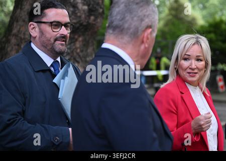 Millbank, London, UK. 14th May 2026. Michelle O'Neill and other members of Sinn Fein make their way along Millbank in London. Michelle O'Neill is an I Stock Photo