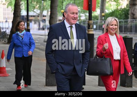 Millbank, London, UK. 14th May 2026. Michelle O'Neill and other members of Sinn Fein make their way along Millbank in London. Michelle O'Neill is an I Stock Photo