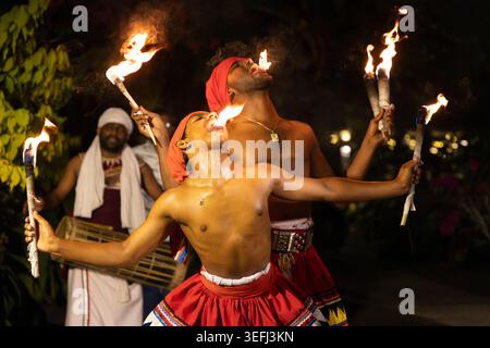 Fire eating display, Sri Lanka Stock Photo