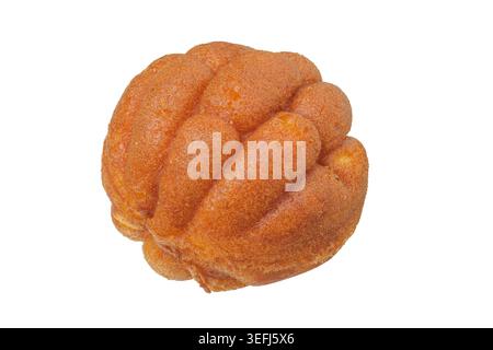 nut-shaped cookies with fruit jam isolated on white background Stock Photo