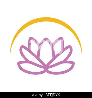 Elegant lotus flower icon design with clean lines and modern minimalist style. Perfect for branding, wellness, spa, yoga, meditation, beauty, luxury l Stock Vector