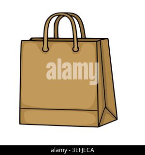 Simple vector illustration of a brown paper shopping bag with handles, isolated on white Stock Vector