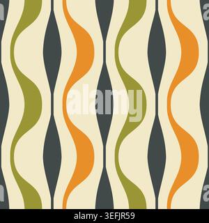 Retro seamless pattern from the 50s and 60s. Seamless abstract Vintage background in sixties style. Vector illustration Stock Vector
