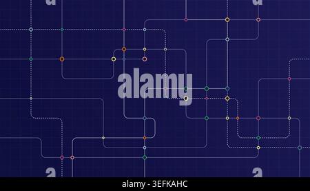 Abstract dark blue technology background with glowing connected lines and futuristic digital network nodes vector graphic Stock Vector