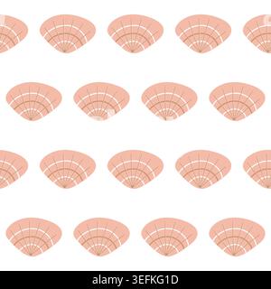 vector seamless pattern with sea shells in pastel colors on white background. Stock Vector