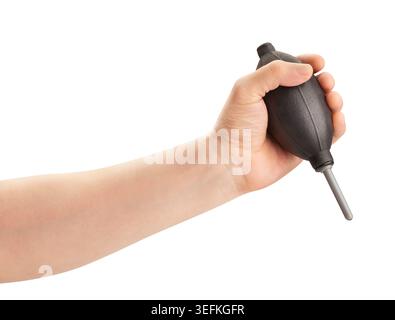 dust blower in hand path isolated on white Stock Photo