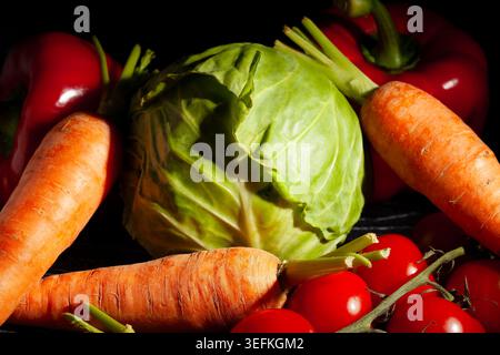 cabbage vegetable mix on black background Stock Photo