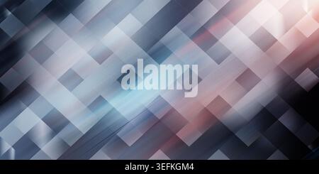 Vibrant abstract image featuring intersecting rectangles in various shades of blue and pink, creating a dynamic geometric pattern with a sense of dept Stock Photo