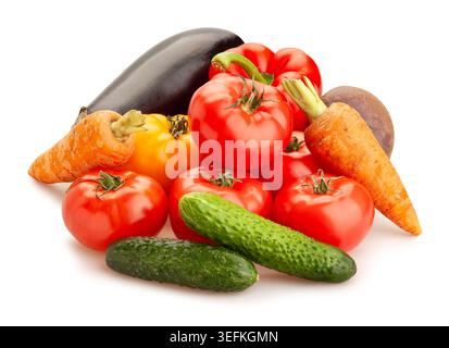 pink tomato vegetable mix path isolated on white Stock Photo