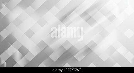 A monochromatic abstract background featuring a pattern of diagonal intersecting rectangles with a soft, brushed metallic texture in shades of gray. Stock Photo